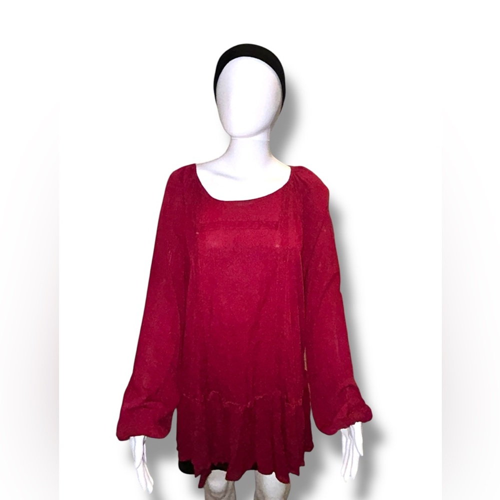 NWT Maurices • Peasant Top, Flowy Tunic, Red, XL